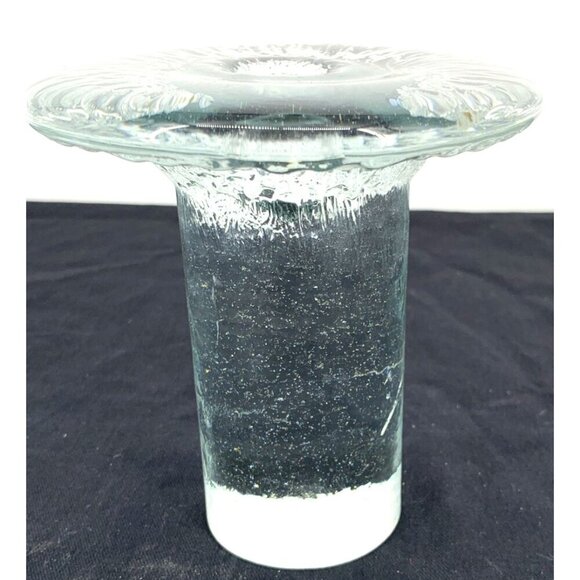Blenko Art Glass Mushroom Taper Candle Holder Clear Glass 5 " Tall VTG MCM - Picture 3 of 6